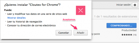 Aceptar condiciones cloutex
