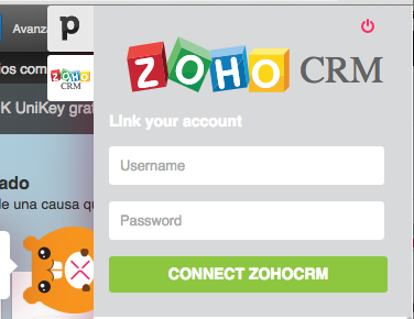 Introducir credenciales ZOHO CRM