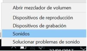menu sonido Acceso al menu sonido windows 10